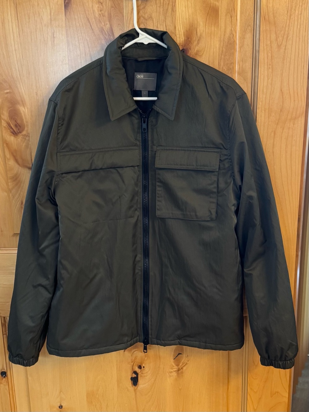 ASOS lined Men's Olive Green Zip-Front Jacket large